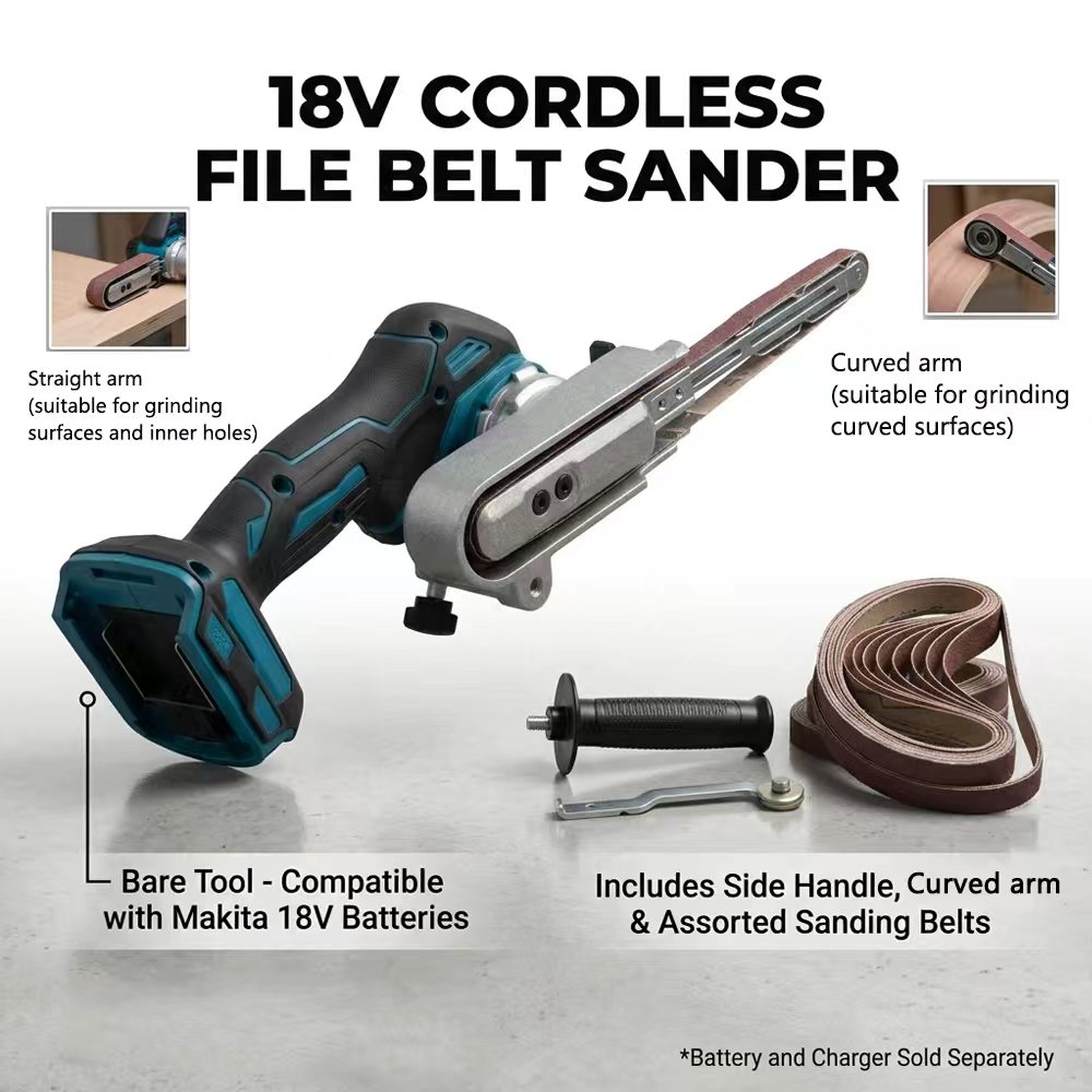 Power Tools Wood - Levigatrice a nastro elettrica portatile, senza