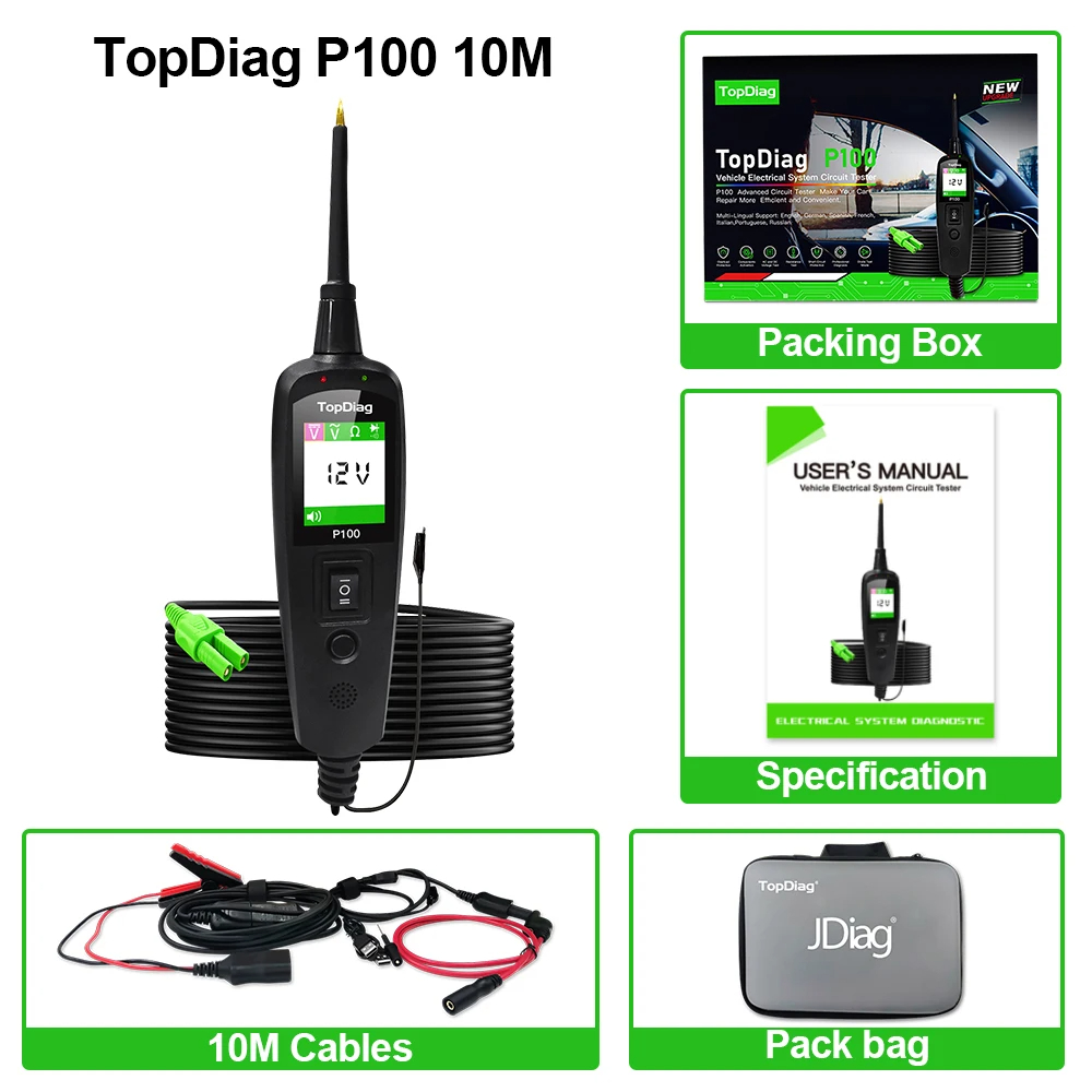Power Tools In Automotive - JDiag TopDiag P100 2m/10m Tester di