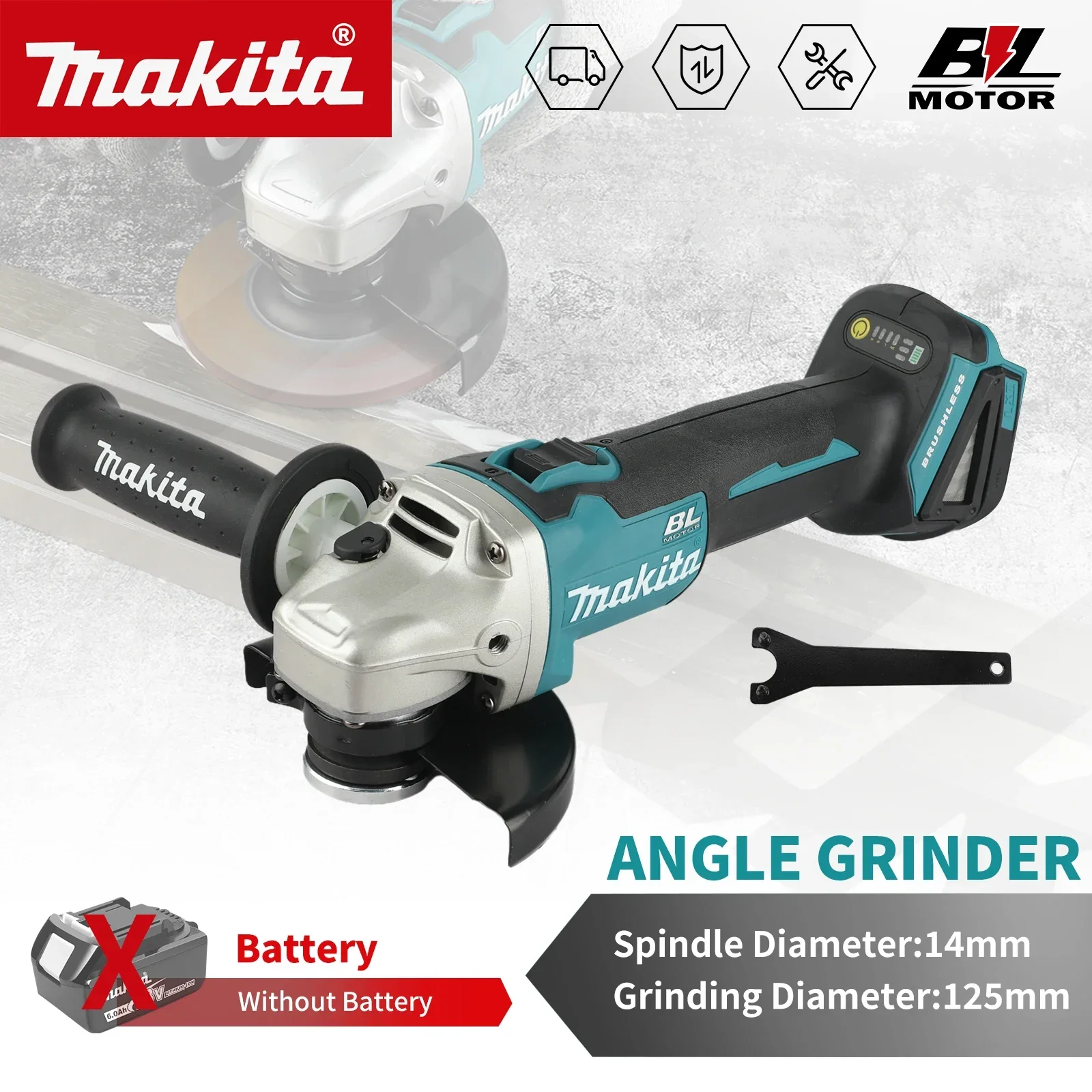 Power Tools For Construction - Per smerigliatrice Makita DGA504 Brushless 18V